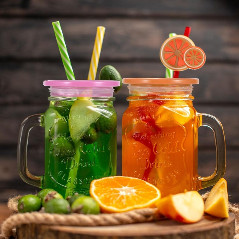 YONHTUTU 6 Pack Acrylic Lids for 16 oz / 20 oz Glass Cups, Replacement Can Straw Lids for Mason Jar, Spill Proof Reusable Plastic Cover Bamboo Lid for Glass Cups Beer Soda Can Coffee Tumbler Cup, Multi-Colored - Image 2